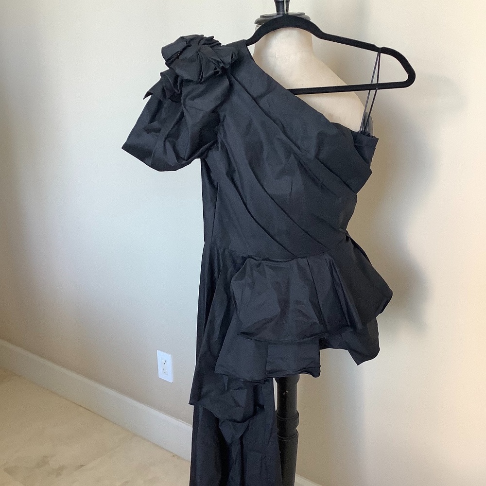 Johanna Ortiz One Shoulder Sleeveless Asymmetrical Black Blouse Size 4